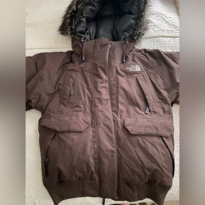 Women’s The North Face Brown Bomber Coat Hyvent